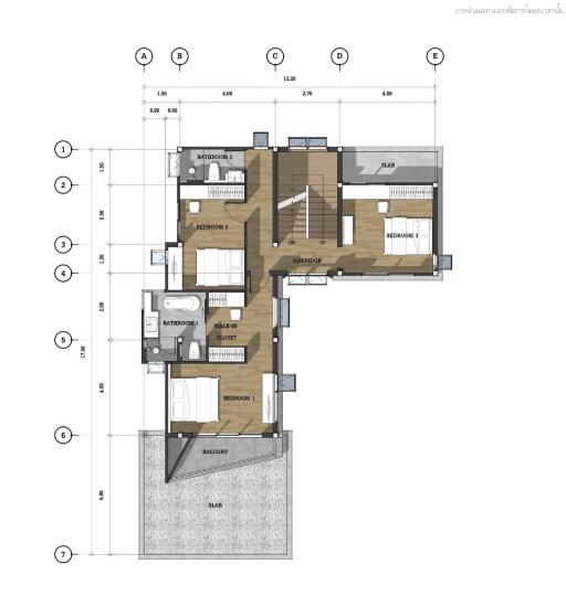 Detailed architectural floor plan of a modern apartment