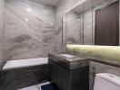 Luxurious modern bathroom with marble finishing