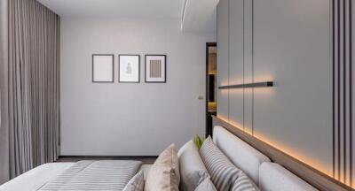 Modern and sleek bedroom with ambient lighting