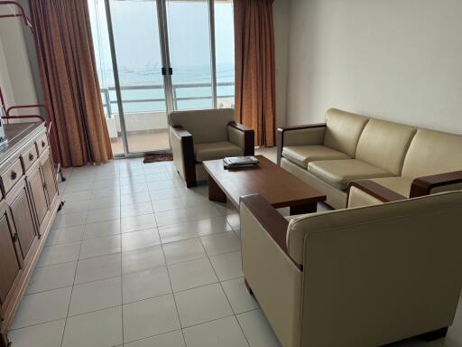 Spacious living room with ocean view and comfortable seating