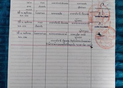 Thai official document with stamps and handwritten entries