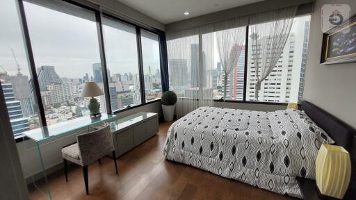 Modern bedroom with city view