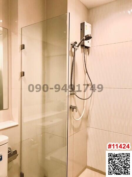 Modern bathroom with glass shower enclosure