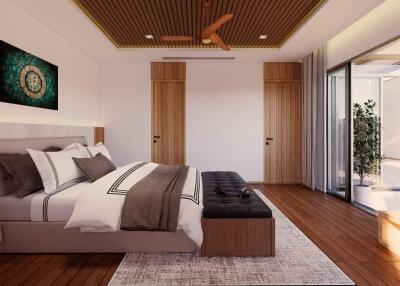 modern and spacious bedroom with natural light
