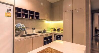 Modern kitchen with elegant cabinetry and integrated appliances