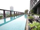 Luxurious rooftop swimming pool with skyline view