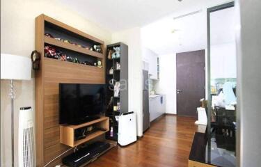 Spacious living room with integrated modern kitchen