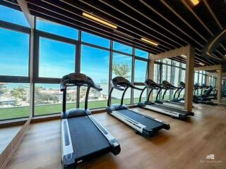 Ocean view gym with modern equipment