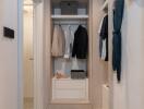 Modern built-in wardrobe in a neatly organized residential space