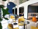 Modern and stylish lobby area with vibrant furniture and elegant decor