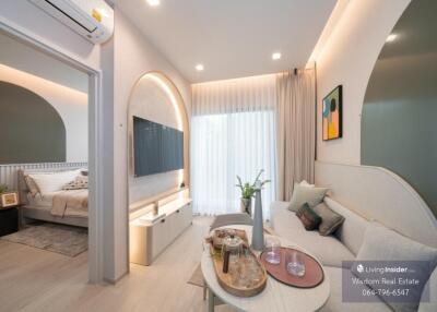 Modern studio apartment with integrated living and sleeping area