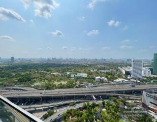 Panoramic city skyline view from high-rise building