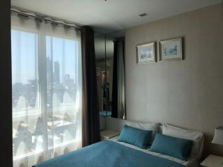 Modern bedroom with city view