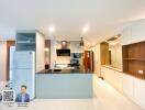 Modern kitchen with island and built-in appliances