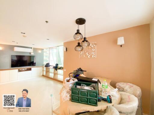 Living room with modern lighting and furniture