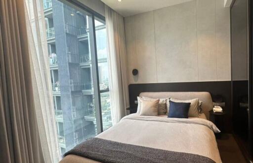 Modern bedroom with city view