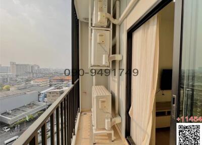 High-rise building balcony with city view