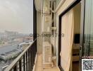 High-rise building balcony with city view