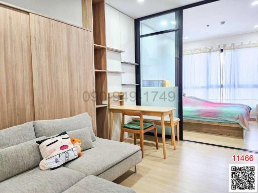 Modern studio apartment with integrated living and sleeping space