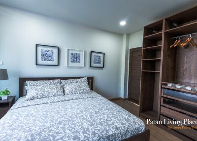 Elegant bedroom with stylish decor and modern furniture