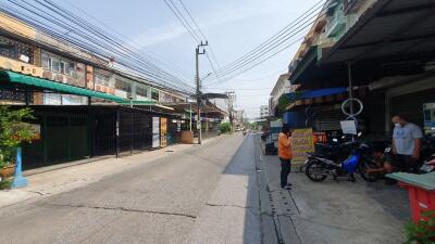 Urban street scene with residential buildings