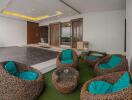 Modern outdoor lounge with comfortable seating and stylish design