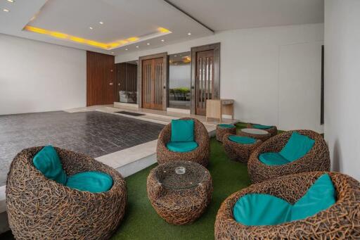 Modern outdoor lounge with comfortable seating and stylish design