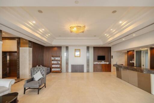 Spacious and modern lobby area with elegant decor