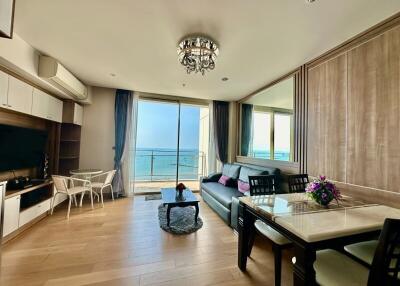 Spacious living room with ocean view