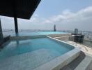 Luxurious rooftop pool overlooking the city skyline