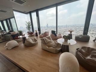 High-rise lounge area with panoramic city views