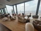 High-rise lounge area with panoramic city views