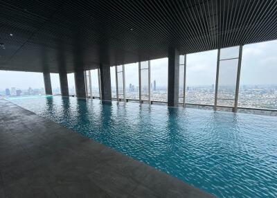 Luxurious rooftop infinity pool with panoramic city view