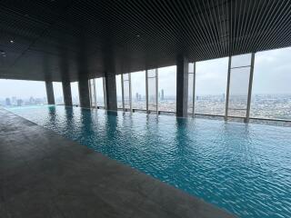 Luxurious rooftop infinity pool with panoramic city view