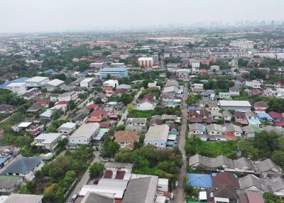 Aerial view of a residential district with varied housing
