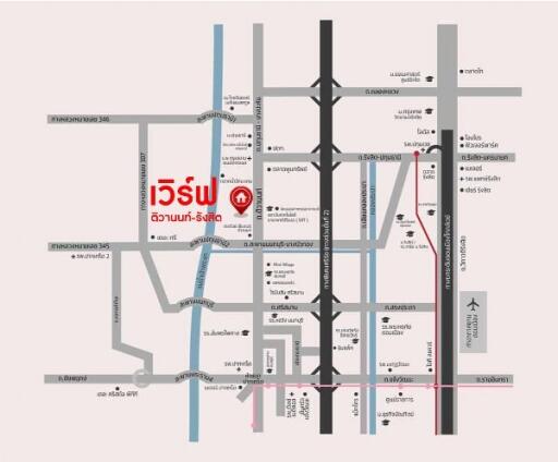 Detailed map of urban area showing streets and transport routes