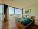 Bright and spacious bedroom with ocean view