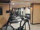 Modern residential gym with various exercise equipment