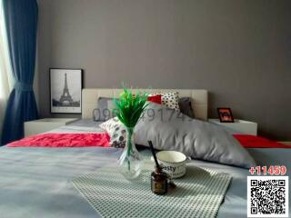 Stylish modern bedroom with decorative elements