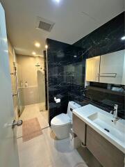 Modern bathroom with elegant marble tiling