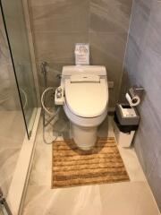 Modern bathroom interior with an advanced toilet system