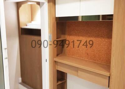 Modern hallway with built-in wooden storage cabinets