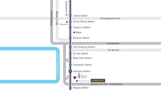 Detailed map view showing various station locations and roads