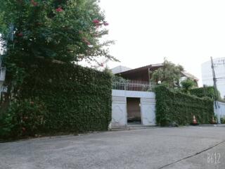 Ivy-covered gated entrance to a residential property