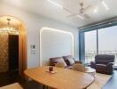 Elegant modern living room with ample natural light