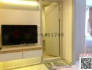 Modern Living Room with TV and Mirror Wardrobe