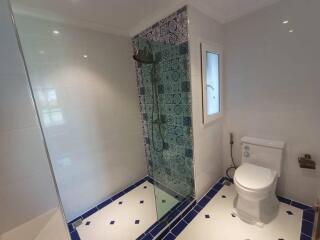 Elegant and modern bathroom with decorative tiles