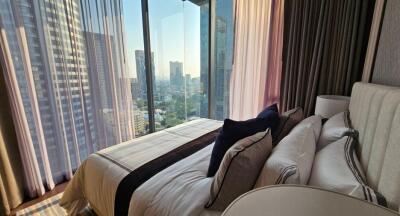 Modern bedroom with city view