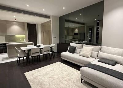 Modern living room with open plan dining area