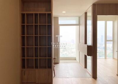 Spacious and modern living room with cityscape view